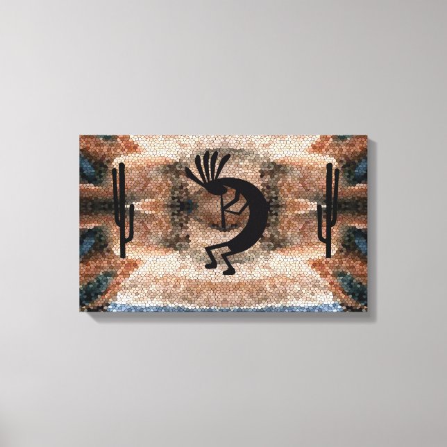 Kokopelli Southwest Desert Mosaic 19.5 x 12 Canvas Print (Front)