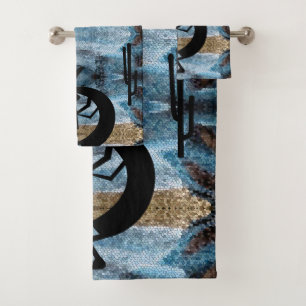 Kokopelli Southwest Desert Mosaic 2 Bath Towel Set