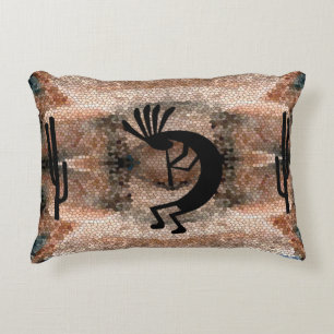 Kokopelli Southwest Desert Mosaic Accent Pillow