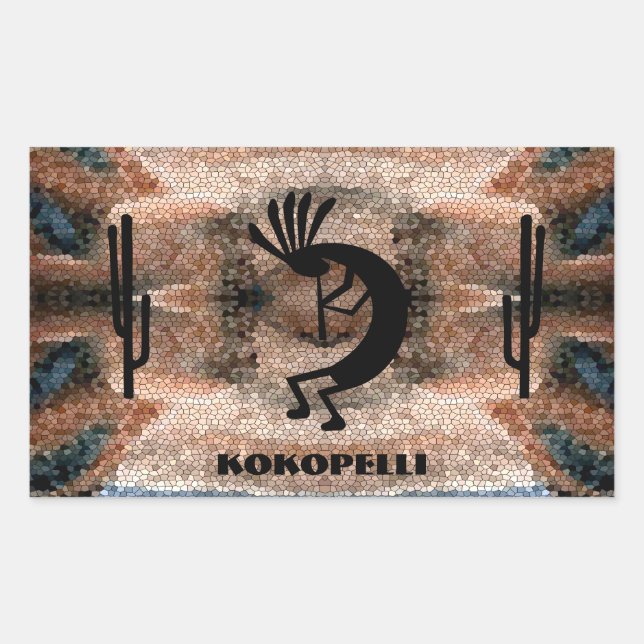 Kokopelli Southwest Desert Mosaic Sticker (Front)