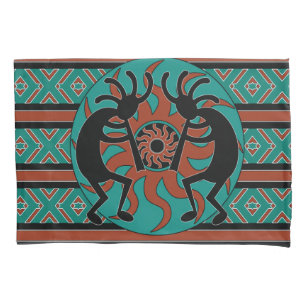 Kokopelli Southwest Design Turquoise Decorative Pillowcase