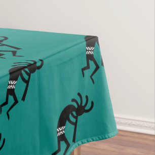 Kokopelli Southwest Teal And Black Tablecloth