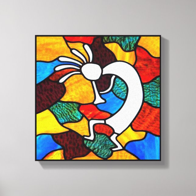 Kokopelli Stained Glass Canvas Print (Front)