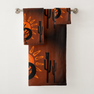 Kokopelli Sun Bronzed Sunset  Bath Towel Set