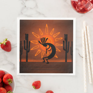 Kokopelli Sun Bronzed Sunset Brown Napkin