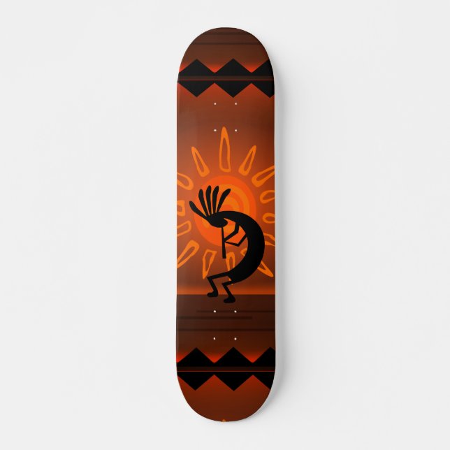 Kokopelli Sun Bronzed Sunset Desert  Skateboard (Front)