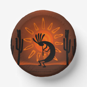 Kokopelli Sun Bronzed Sunset  Paper Plate