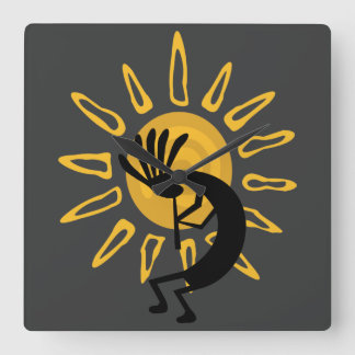 Kokopelli Sun Southwest Gold Clock