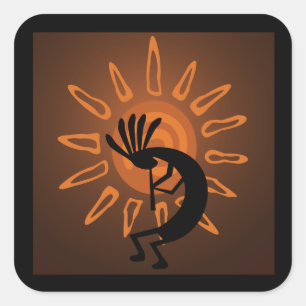 Kokopelli Sun Southwest Rustic Brown Sticker