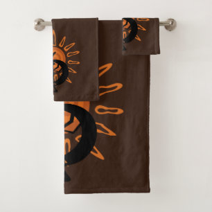 Kokopelli Sun Southwest Rustic Brown Towel Set