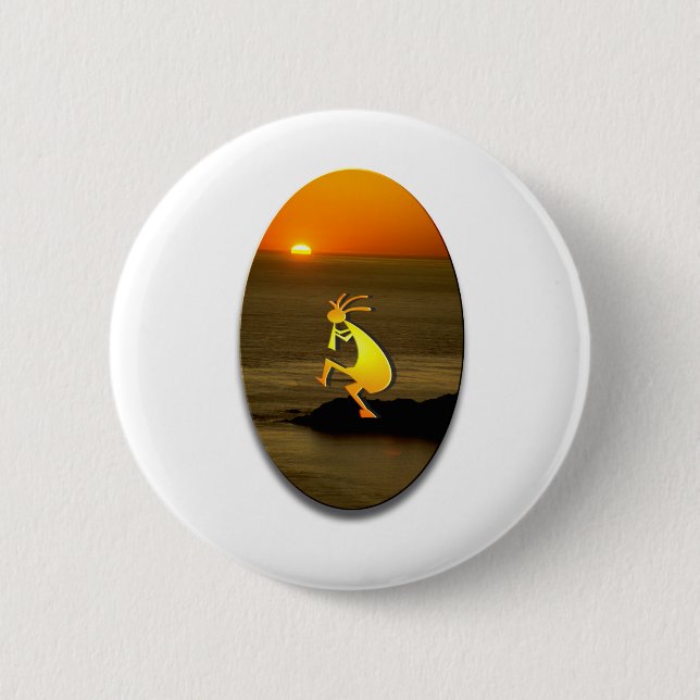 Kokopelli Sunset #2 2 Inch Round Button (Front)