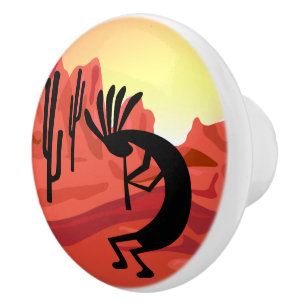 Kokopelli Sunset Desert Landscape Door Knob