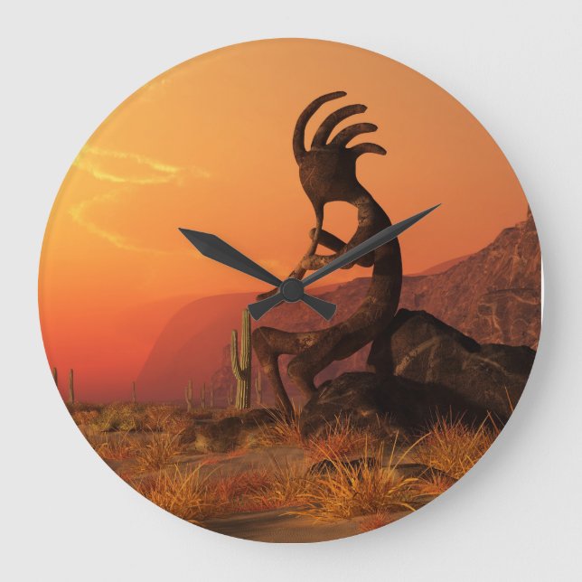 Kokopelli Sunset Large Clock (Front)