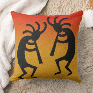 Kokopelli Sunset Southwest Design Throw Pillow