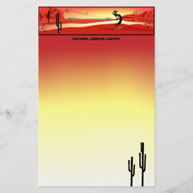 Kokopelli Sunset Stationery (Front)