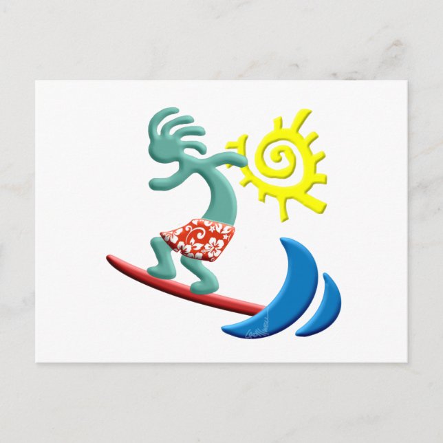 Kokopelli Surfing Postcard (Front)