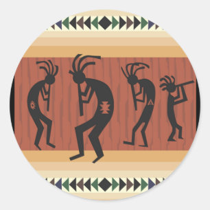 Kokopelli Tribal Design Classic Round Sticker