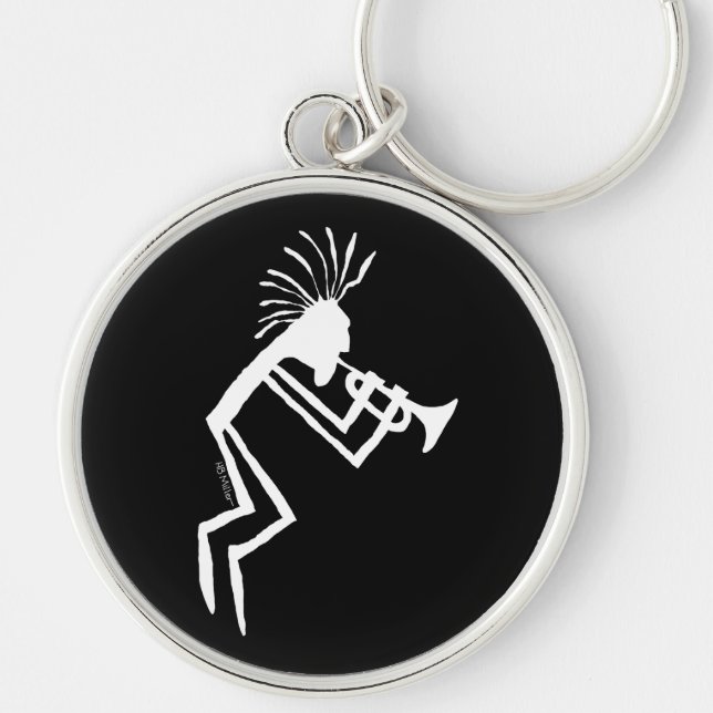 Kokopelli Trumpet Player Petroglyph Keychain (Front)