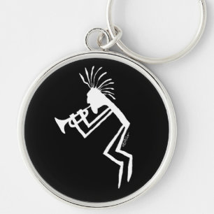 Kokopelli Trumpet Player Petroglyph Keychain