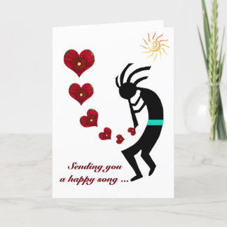 Kokopelli Valentine Native American Flute Holiday Card