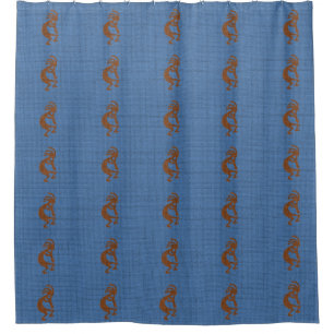 Kokopelli with Flute Pattern Mosaic Blue Brown