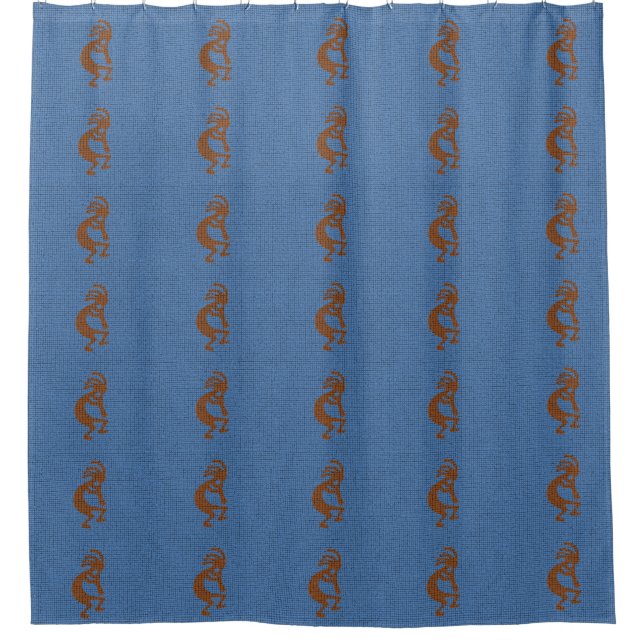 Kokopelli with Flute Pattern Mosaic Blue Brown (Front)