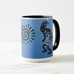 Kokopelli With Native American Sun Symbol Mug