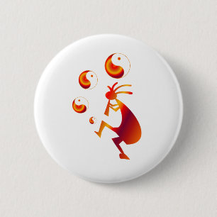 Kokopelli with Red Yin Yang 2 Inch Round Button