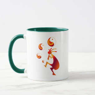 Kokopelli with Red Yin Yang Mug