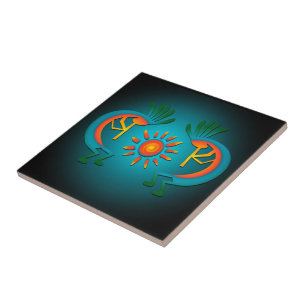 Kokopelli  with Sun Ceramic Tile