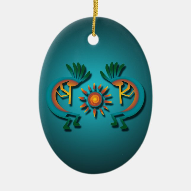 Kokopelli with Sun Custom Christmas Ornament (Front)