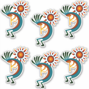 Kokopelli with Sun Group of 6 Vinyl
