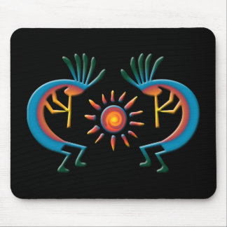 Kokopelli with Sun Southwest Black Mousepad