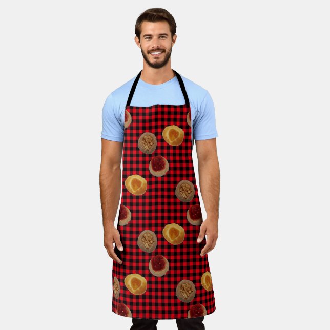 Kolache Trio on Buffalo Checked apron (Worn)