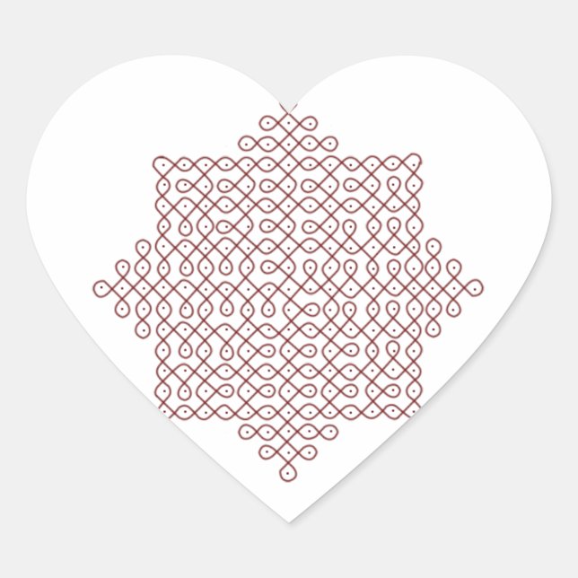 Kolam Art#1 Heart Sticker (Front)