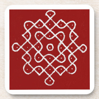 Kolam Rangoli Glass Coaster