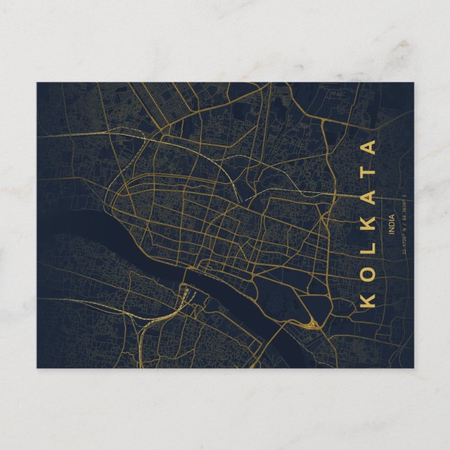 Kolkata India City Map Minimal Design Postcard (Front)