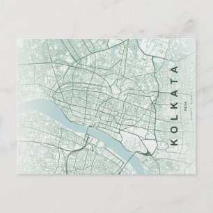 Kolkata India City Map Minimal Design Postcard