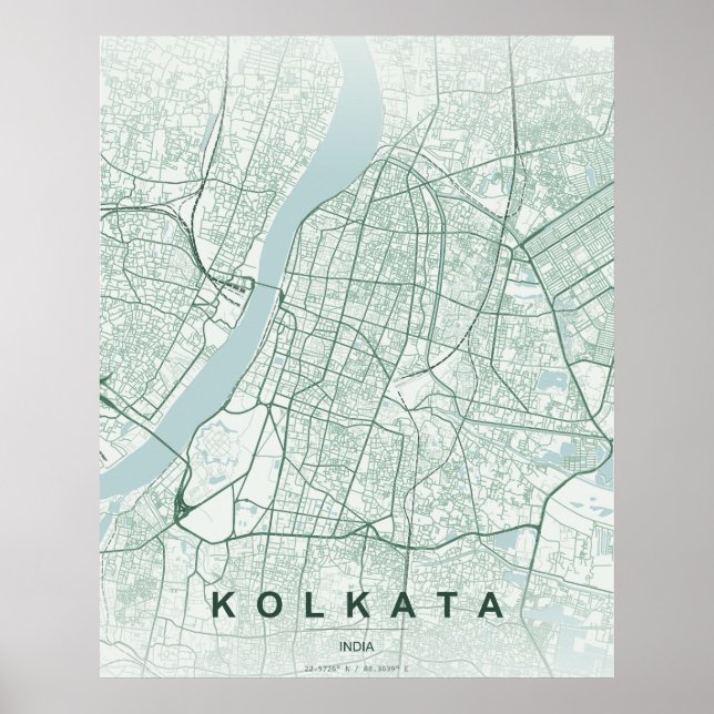 Kolkata India City Map Minimal Design Poster (Front)