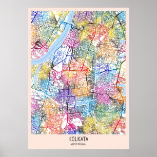 Kolkata West Bengal City Map Poster