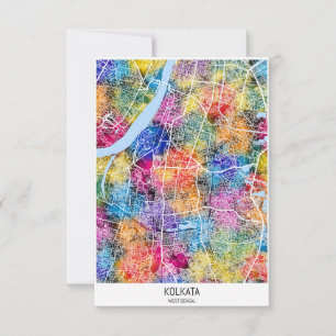 Kolkata West Bengal City Map Thank You Card