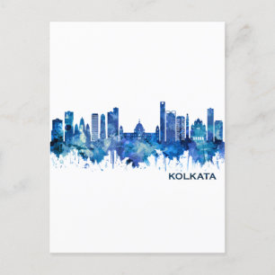 Kolkata West Bengal Skyline Blue Holiday Postcard