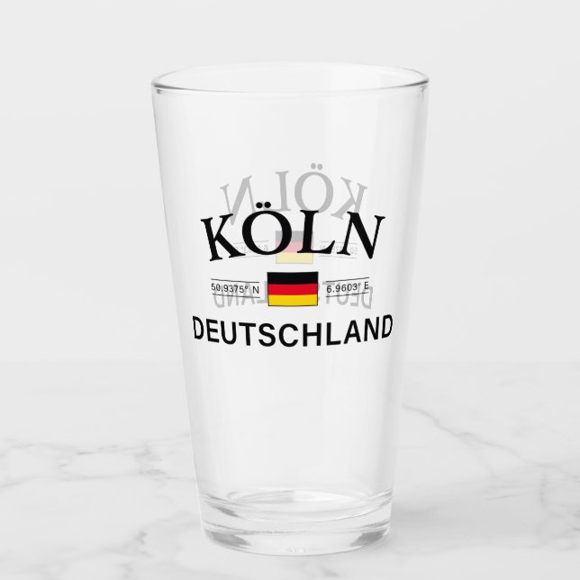 Koln (Cologne) Deutschland Coordinates German Glass (Front)