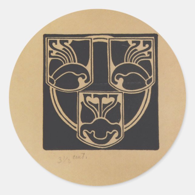 Koloman Moser- Draught of the emblem Classic Round Sticker (Front)