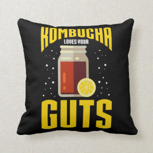 Kombucha Loves Your Guts Kombucha Tea Drinker Throw Pillow