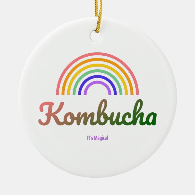 Kombucha​​ Nutrition Facts, Rainbow Ceramic Ornament (Front)