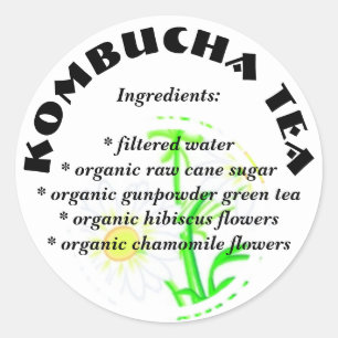 Kombucha Tea - Custom Ingredients List Stickers