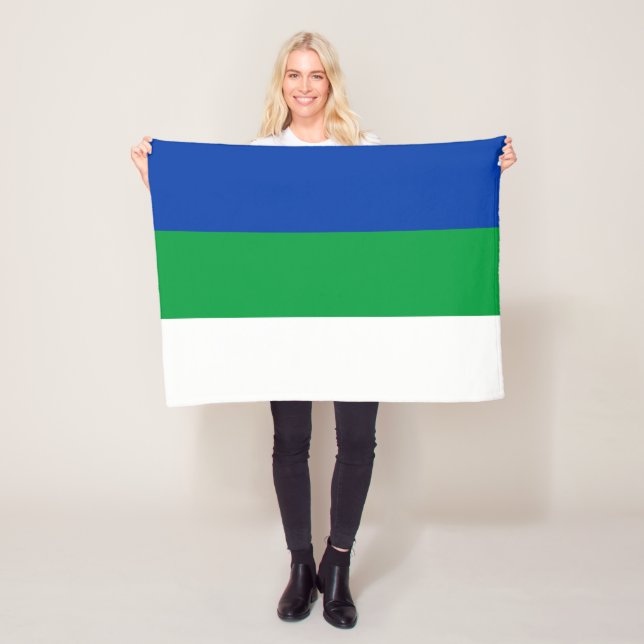 Komi Republic Flag Fleece Blanket (In Situ)