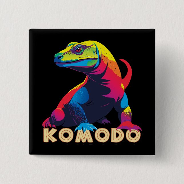 Komodo Dragon 2 Inch Square Button (Front)