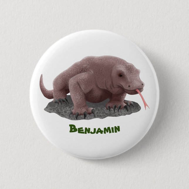 Komodo dragon illustration  2 inch round button (Front)